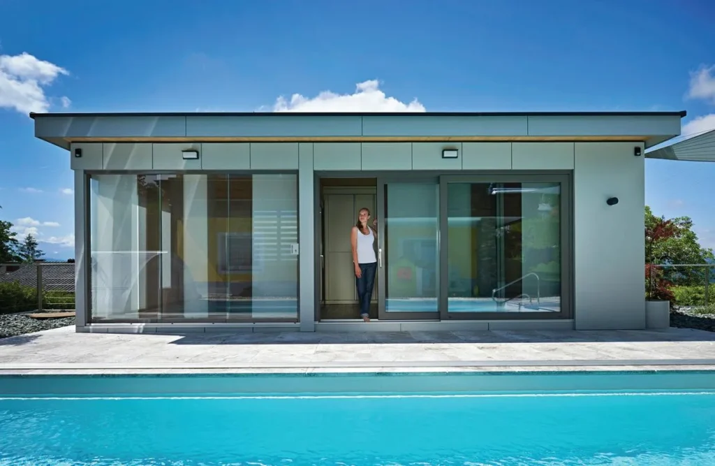 Panoramska Okna Drsna Vrata Pronorm Sodobna Hisa Bazen