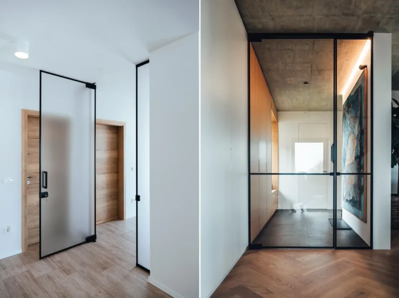 Steklena Nihajna Vrata Primer Vgradnje Steklarstvo Zelko